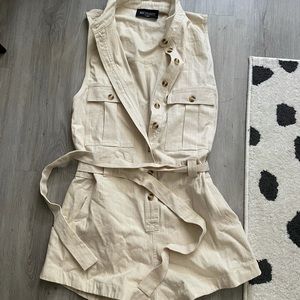 KITTENISH button up romper with waist tie